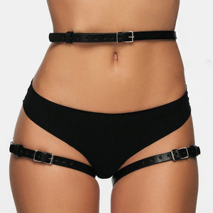 Sexy Bdsm Bondage Women PU Leather Harness Belt Garters Waist To Leg Bondage Harness Fetish Adjustable Lingerie Stocking Belts