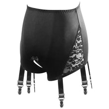 Load image into Gallery viewer, Sexy Black Lace Garter Belt Crotchless Panty with Six Straps Red Suspender Belts for Women Lingerie Stockings Size S-XXL