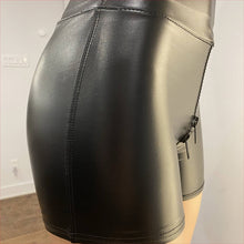 Load image into Gallery viewer, Sexy Black Matte Leather Open Crotch Shorts Women Exotic Bodycon Slim Faux Leather Skinny Shorts Wetlook Nightclub Wear Custom