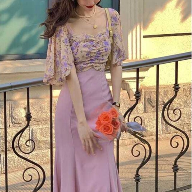 Sexy Bodycon Evening Party Midi Dress Women Boho Casual Elegant Fishtail Floral Dress Print Korean Fashion Clothing Summer 2021