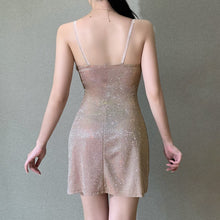 Load image into Gallery viewer, Sexy Bright Silk Diamond Mini Women New Elegant Princess Dress Low-Neck Sleeveless Backless Night Club Party Bodycon Dress