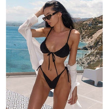 Load image into Gallery viewer, Sexy Butterfly Print Ruffle Frilled Thong Bikini Swimwear Women 2021 Female Swimsuit Micro String Bikini set Bathing Suit