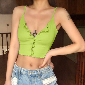 Sexy Camis Slim Female Camisole Summer Streetwear Sleeveless Crop Top Solid Color Basic Women Camisole Summer Clothes for Women