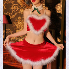Load image into Gallery viewer, Sexy Christmas Lingerie Set Hat Thong and Skirt Women Velvet Sling Top Underwear Sex Cloths Club Wear happy New Year Costumes