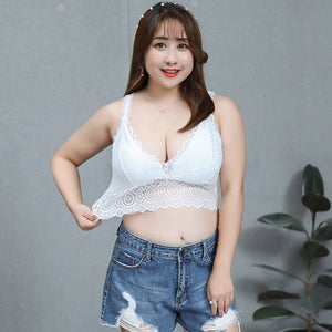 Sexy Crop Top T Shirt Tanks Lace Bra Tops V-neck Woman Clothes Women Sleepwear Tanks White XXL Femme Streetwear Summer
