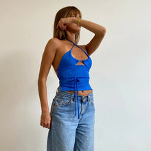 Load image into Gallery viewer, Sexy Cross Camis Slim Female Camisole Summer Hollow Out Streetwear Sleeveless Crop Top Solid Color Cotton Basic Women Camisole
