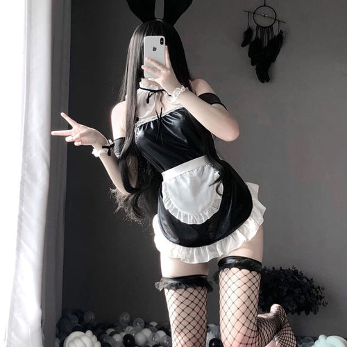 Sexy Cute Bunny Girl Faux Leather Material Rabbit Woman Set Good Quality Can Wear Out To Comic Show Kawaii Cosplay Bunny Costume