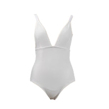 Load image into Gallery viewer, Sexy High Cut One Piece Swimsuit Women Solid Swimwear V Neck Monokini Open Back Swim Suit Backless Bathing Suit Push Up White