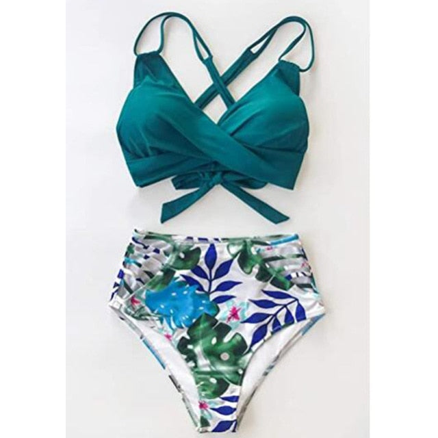 Sexy High Waist Bikini 2021 Halter Plus Size Swimwear Women Swimsuit Female Bikini Set Bodysuit Bathing Suit Summer Biquini