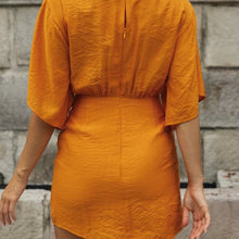 Load image into Gallery viewer, Sexy Hoollow Out Deep V Neck Women Dress Orange Lace Up Short Sleeve Irregular Loose Female Dress Casual 2022 Summer New