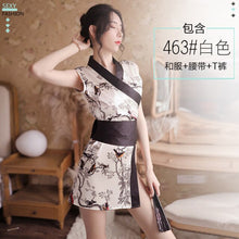 Load image into Gallery viewer, Sexy Japanese Anime Cosplay Erotic Lingerie Retro Sleeveless Open Placket Bowknot Waist High Slit Kimono Women Seduction Uniform