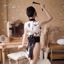 Load image into Gallery viewer, Sexy Japanese Anime Cosplay Erotic Lingerie Retro Sleeveless Open Placket Bowknot Waist High Slit Kimono Women Seduction Uniform