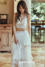 Load image into Gallery viewer, Sexy Lace Bikini Women Solid Swimwear Mesh Skirt Biquini Push Up Swimsuit Crop Top Bikinis High Waist Bathing Suit Pad Beachwear