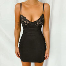 Load image into Gallery viewer, Sexy Lace Breast Cup Spaghetti Strap Dress Women 2021 New Spring Summer Solid Sleeveless Backless Short  Bodycon Hip Dress