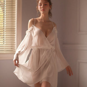 Sexy Lace Loose Suspender Sleepwear Low Chest Princess Long Sleeping Woman Lingerie Low-cut Straps Nightgown Nightdress