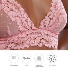 Load image into Gallery viewer, Sexy Lace Mesh Patchwork Women Bralette Floral Sheer Pattern Femme Bustier Bra Tops Unpadded Push Up Backless Ladies Lingerie