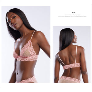 Sexy Lace Mesh Patchwork Women Bralette Floral Sheer Pattern Femme Bustier Bra Tops Unpadded Push Up Backless Ladies Lingerie