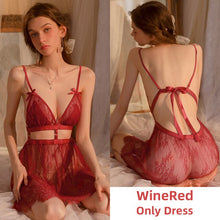 Load image into Gallery viewer, Sexy Lace Pamajas Set Women Sleepwear Lingerie Robes Sets Night Dress See Through Camisole Backless Nighty for Ladies Nightgown