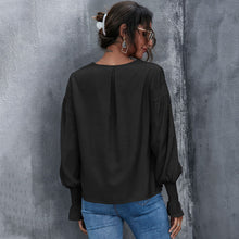 Load image into Gallery viewer, Sexy Lace Patchwork Hollow Out Shirt Blouse Woman Sprint Autumn Fashion Long Sleeve V-neck Shirts Casual White Loose Top Femme