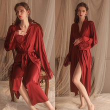 Load image into Gallery viewer, Sexy Lace Robes Sleepwear Women Satin Bathrobe Lingerie Sleeping Dress Nightgown Bathrobe Soft Home Wear Sleep Tops Summer 2022