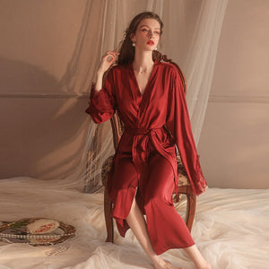 Sexy Lace Robes Sleepwear Women Satin Bathrobe Lingerie Sleeping Dress Nightgown Bathrobe Soft Home Wear Sleep Tops Summer 2022