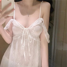 Load image into Gallery viewer, Sexy Lace Satin Sleepwear Women Lingerie Pajamas Set Babydoll Sexy Clothing Hot Dresses Exotic Plus Size Women Night Dress