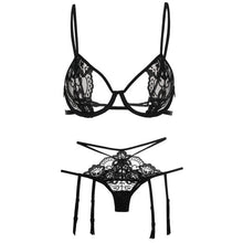 Load image into Gallery viewer, Sexy Lace Ultra Thin Underwire Adjusted-straps Push Up See Through Bra and Panty Set Lingerie Intimates Women Underwear