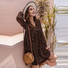 Load image into Gallery viewer, Sexy Leopard Print Dress Women Casual Autumn Winter V Neck Ruffles High Waist Mini Dress For Women 2021 New Fashion