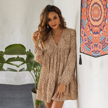 Load image into Gallery viewer, Sexy Leopard Print Dress Women Casual Autumn Winter V Neck Ruffles High Waist Mini Dress For Women 2021 New Fashion
