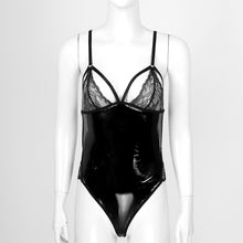 Load image into Gallery viewer, Sexy Lingerie Bodysuit Catsuit Women Underwear Leather Lace Patchwork Hot Erotic Lingerie Woman Latex Body Exotic Costumes