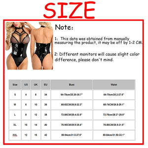 Sexy Lingerie Bodysuit Women Zipper Open File Leather Latex Sexy Underwear Push Up Bras Bodysuits Sex Body Teddies Sexy Costume