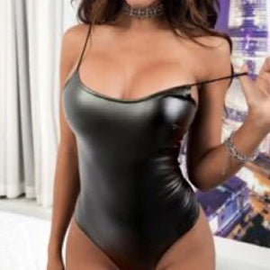 Sexy Lingerie Latex Mini Dress Bandage Bodycon Faux Pu Leather Porno Underwear Black Women Erotic Sex Sleepwear Night Dress 2022