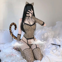 Load image into Gallery viewer, Sexy Lingerie Leopard Print Cosplay Women Wild Animal Halloween Costume Night Club Cat Fancy Dress Headband Roleplay Uniform