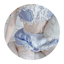 Load image into Gallery viewer, Sexy Lingerie Maid Cosplay Outfit Cute Underwear Blue School Girl Costumes Mini Skirt Uniform Charming Kawaii Women&#39;s Suit New