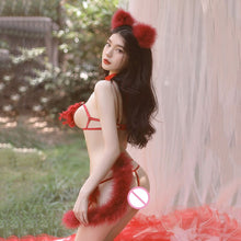 Load image into Gallery viewer, Sexy Lingerie Set Underwear Bunny Girl Lovely Fox Uniforms Cat Ear Role-playing Feather Bra Skirt Thong Outfit Erotic Costumes