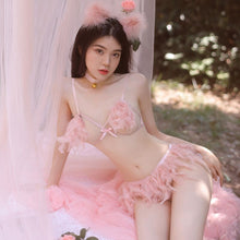 Load image into Gallery viewer, Sexy Lingerie Set Underwear Bunny Girl Lovely Fox Uniforms Cat Ear Role-playing Feather Bra Skirt Thong Outfit Erotic Costumes