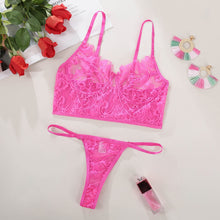 Load image into Gallery viewer, Sexy Lingerie Sets Floral Embroidery Push Bra Brief Underwear Set Mesh Transparent Erotic Sensual Lingerie Women Sexy Underwear