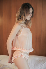 Load image into Gallery viewer, Sexy Lingerie Woman Sleepwear Sling Transparent Sweet Round Neck Lace Flower Pajamas + Panties Suit Pijama Mujer Nightgown