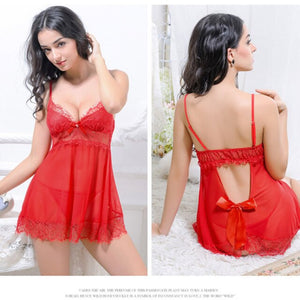 Sexy Lingerie Women Lace Nightwear Mini Spaghetti Strap Nightgowns Backless Night Dress Sleeveless Sleepwear Black Nighties