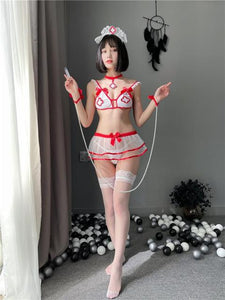 Sexy Lingerie Women's Transparent Sex Mini Skirt Cosplay Erotic Nurse Outfit Sexi Bare Hip Nurse Uniform