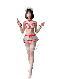 Sexy Lingerie Women's Transparent Sex Mini Skirt Cosplay Erotic Nurse Outfit Sexi Bare Hip Nurse Uniform