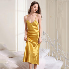 Load image into Gallery viewer, Sexy Long Sleep Dress Satin Rayon Sleepwear Solid Nightie Nightgown Women Nightdress Intemate Lingerie Women Nightwear Bath Gown