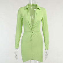 Load image into Gallery viewer, Sexy Long Sleeve Shirt Dresses for Women 2021 Autumn Winter Dreep V Neck Party Dress Bodycon Mini Wrap Ladies Short Dresses Y2K