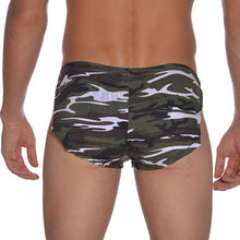 Load image into Gallery viewer, Sexy Low Waist Mens Sides Split Sleep Bottoms Polyester Men Casual Camo Pajama Shorts for Man Breathable Camouflage Home Short