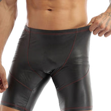 Load image into Gallery viewer, Sexy Mens Faux Leather Shorts Sports Gym Tights Shorts Body Suits Pants Swimsuit Trunks Boxer Swimming Wear Shorts Bathing Suit