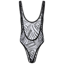 Load image into Gallery viewer, Sexy Mens Lingerie Mesh Bodysuit  Underwear Sheer Zebra Jumpsuit Romper Singlet Bodysuit One Piece Erotic Sex Male Costume