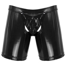 Load image into Gallery viewer, Sexy Mens Underwear Boxer Shorts Lingerie Open Butt Leather Boxers Wet Look Underpants Open Crotch Pouch Male Panties Gay Cueca