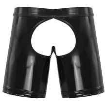 Load image into Gallery viewer, Sexy Mens Underwear Boxer Shorts Lingerie Open Butt Leather Boxers Wet Look Underpants Open Crotch Pouch Male Panties Gay Cueca