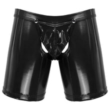 Load image into Gallery viewer, Sexy Mens Underwear Boxer Shorts Lingerie Open Butt Leather Boxers Wet Look Underpants Open Crotch Pouch Male Panties Gay Cueca