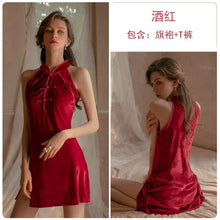 Load image into Gallery viewer, Sexy Mini Dresses Erotic High Split Velvet Qipao Classic Role-playing Sex Play Lingerie Sleeveless Party Clubwear Clothes Women